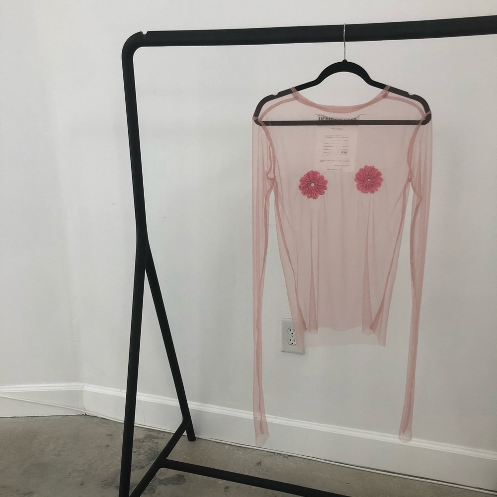 Brand New Herida De Gato Pink Sheer Floral Nip Top